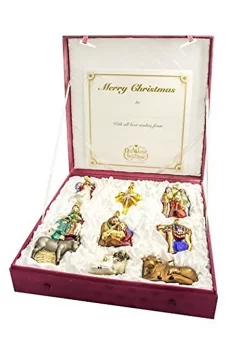 Wholesale ⌛ Old World 🎅 Christmas 14020 Glass Blown Nativity Collection 9pc Set Ornament 😉
