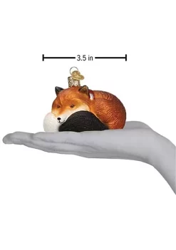 Wholesale ❤️ Old World 🔔 Christmas Hanging Glass Tree Ornament, Cozy Fox 🎁 -Old World Christmas Shop Belk 1091