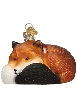 Wholesale ❤️ Old World 🔔 Christmas Hanging Glass Tree Ornament, Cozy Fox 🎁 -Old World Christmas Shop Belk 1092