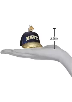 Deals 🎁 Old World 🎅 Christmas Glass Blown Tree Ornament, Navy ⚾ Baseball Cap Ornament 👍 -Old World Christmas Shop Belk 156