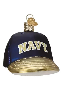 Deals 🎁 Old World 🎅 Christmas Glass Blown Tree Ornament, Navy ⚾ Baseball Cap Ornament 👍 -Old World Christmas Shop Belk 158