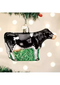 New 😉 Old World 🎄 Christmas Black Dairy Cow Glass Blown Ornament for 🎄 Christmas Tree 💯 -Old World Christmas Shop Belk 173