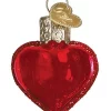 Budget 😀 Old World 🎁 Christmas 30010 Glass Blown Small Red Heart Ornament 🌟
