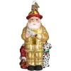 New 🌟 Old World 🎁 Christmas Glass Blown Tree Ornament, Yellow Fireman Santa 🥰