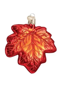 Cheapest ๐ Old World ๐ Christmas Glass Blown Tree Ornament, Red Maple Leaf ๐