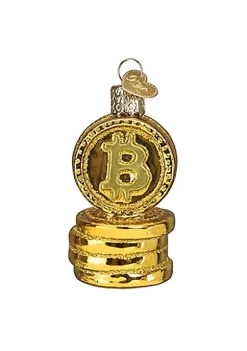 Wholesale 😍 Old World 🎄 Christmas Old World (#36300) Glass Blown 🎄 Christmas Ornament, Bitcoin - 2.75" 👍