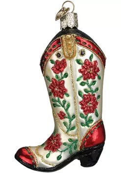 Budget 🔥 Old World ❄ Christmas 32160 Glass Blown ❄ Christmas Cowgirl Boot Ornament 😀