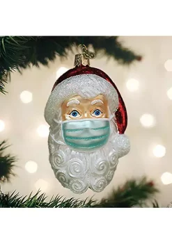 Wholesale 🤩 Old World 🔔 Christmas Glass Blown Ornament Santa w/Face Mask (#40319) ⭐