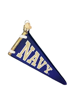 Brand new 🔔 Old World 🎅 Christmas Hanging Glass Tree Ornament, Navy Pennant 🌟