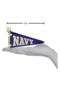 Brand new 🔔 Old World 🎅 Christmas Hanging Glass Tree Ornament, Navy Pennant 🌟 -Old World Christmas Shop Belk 3207