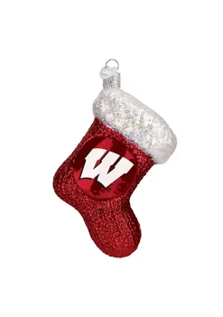 Wholesale ๐ Old World ๐ Christmas Hanging Glass Tree Ornaments, University of Wisconsin Stocking ๐
