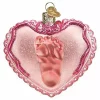 Brand new 👏 Old World 🎄 Christmas 30059 Glass Blown Baby Girl???s Footprint Heart Ornament 🛒 -Old World Christmas Shop Belk 3446