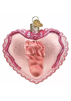 Brand new 👏 Old World 🎄 Christmas 30059 Glass Blown Baby Girl???s Footprint Heart Ornament 🛒