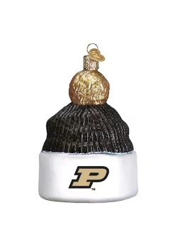 New 🔥 Old World 🎁 Christmas Hanging Glass Tree Ornament, Purdue University Beanie ⭐