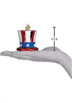 New 🥰 Old World 🎅 Christmas Glass Blown Ornament Uncle Sam's Hat (36206) 😉 -Old World Christmas Shop Belk 3767