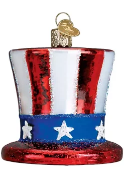 New 🥰 Old World 🎅 Christmas Glass Blown Ornament Uncle Sam's Hat (36206) 😉 -Old World Christmas Shop Belk 3768