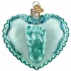 Wholesale 😍 Old World 🔔 Christmas 30060 Glass Blown Baby Boy???s Footprint Heart Ornament 👏