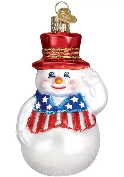 Buy 🔥 Old World ❄ Christmas Glass Blown Ornament (#24180) Patriotic Snowman, 3.5" ❤️