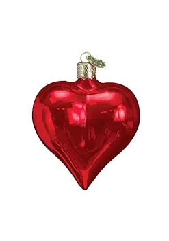 Buy 🎉 Old World 🎅 Christmas Large Shiny Red Heart Glass Blown Ornament 🧨