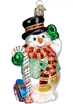 Deals 👏 Old World 🎅 Christmas Glass Blown 🍬 Candy Cane Snowman Hanging Ornament 😉 -Old World Christmas Shop Belk 467