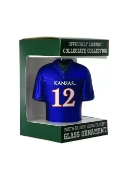 Deals 🔥 Old World ❄ Christmas NCAA Kansas Jayhawks Royal Blue #12 Glass Football Jersey Ornament 🎁 -Old World Christmas Shop Belk 4735