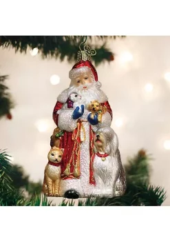 Flash Sale 😉 Old World ❄ Christmas 40288 Glass Blown Santa???s Furry Friends Ornament 🎁