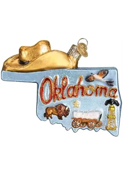 Budget 🛒 Old World 🔔 Christmas Glass Blown Tree Ornament, State of Oklahoma 🌟 -Old World Christmas Shop Belk 663