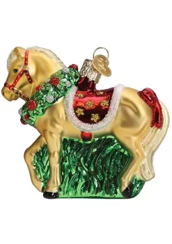 Best Pirce ✔️ Old World 🎅 Christmas Horse with Wreath Glass Blown Ornament for 🎅 Christmas Tree 🔔