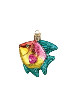Best Sale 👍 Old World 🎄 Christmas Hanging Glass Tree Ornament, Pink/Yellow Tropical Angelfish 😉 -Old World Christmas Shop Belk 763