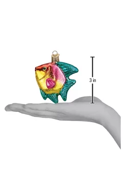 Best Sale 👍 Old World 🎄 Christmas Hanging Glass Tree Ornament, Pink/Yellow Tropical Angelfish 😉 -Old World Christmas Shop Belk 764