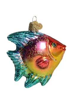 Best Sale 👍 Old World 🎄 Christmas Hanging Glass Tree Ornament, Pink/Yellow Tropical Angelfish 😉 -Old World Christmas Shop Belk 765