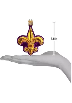 Brand new 👍 Old World 🎅 Christmas Glass Blown Tree Ornament, Purple Fleur-De-Lis 🎉 -Old World Christmas Shop Belk 903
