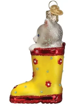 New ❤️ Old World 🎄 Christmas Hanging Glass Tree Ornament, Kitten in Rain Boot 🤩 -Old World Christmas Shop Belk 958