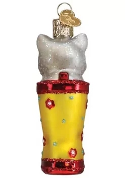 New ❤️ Old World 🎄 Christmas Hanging Glass Tree Ornament, Kitten in Rain Boot 🤩 -Old World Christmas Shop Belk 959