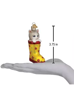 New ❤️ Old World 🎄 Christmas Hanging Glass Tree Ornament, Kitten in Rain Boot 🤩 -Old World Christmas Shop Belk 960