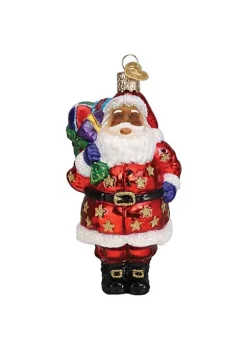 Best deal 🧨 Old World 🔔 Christmas Glass Blown Tree Ornament, Jolly African American Santa 🥰 -Old World Christmas Shop Belk 989